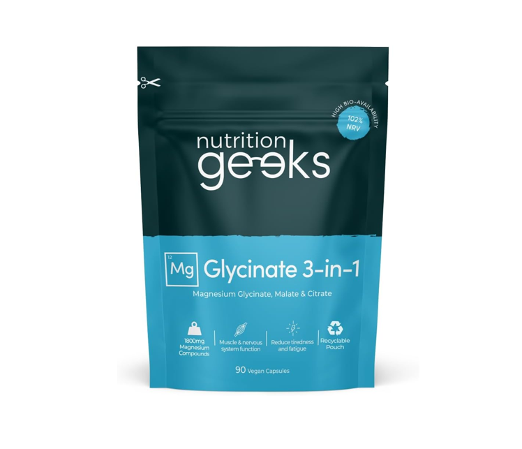 Nutrition Geeks Magnesium Glycinate 3-in-1 Complex - 1800mg
