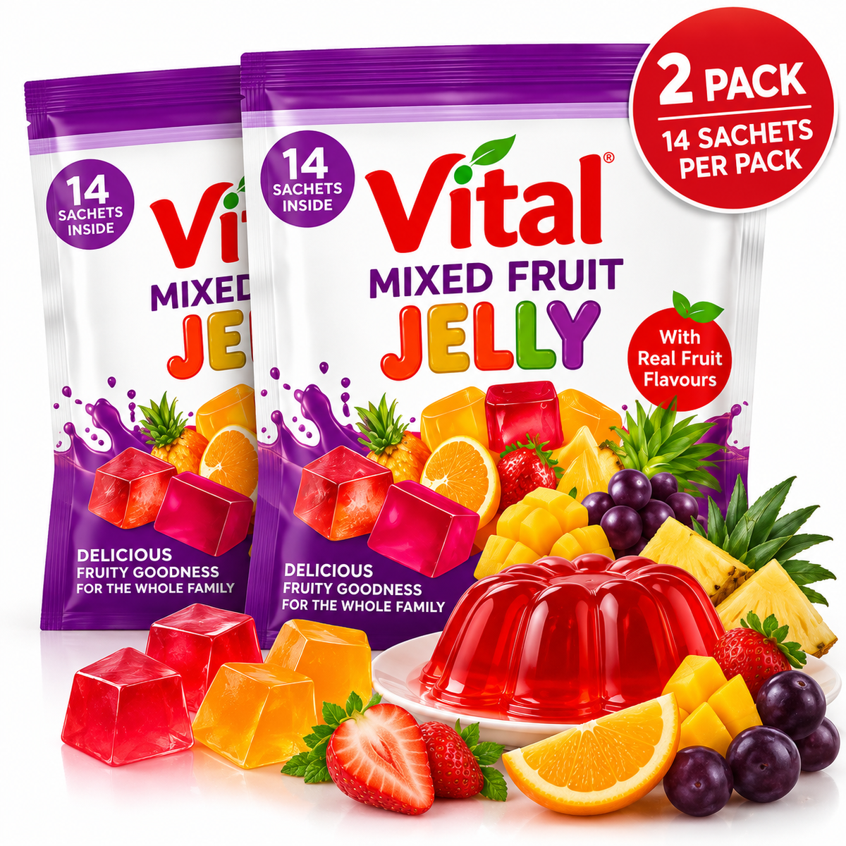 Vital Mixed Fruit Jelly – 2 Pack | 14 Sachets